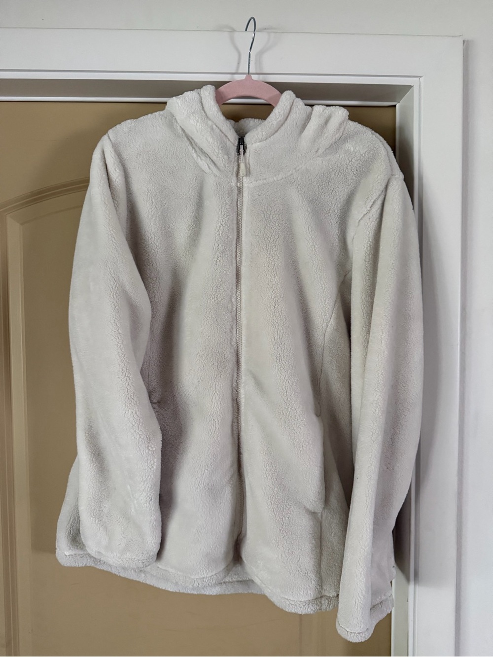 32° Cream Plush Full-Zip Hooded Jacket